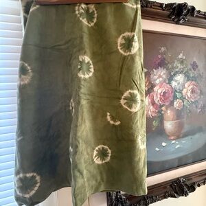 Green Suede Tie-Dye Skirt